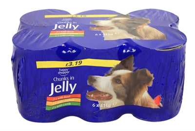 Merkloos Blik Hond In Jelly Assorti 6X415 GR