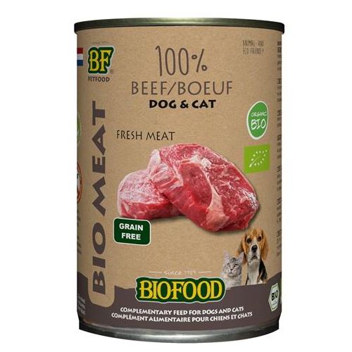 Biofood Organic Hond 100% Rund Blik 400 GR (12 stuks) HOND BIOFOOD 