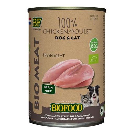 Biofood Organic Hond 100% Kip Blik 400 GR (12 stuks) HOND BIOFOOD 