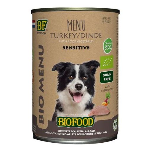 Biofood Organic Hond Kalkoen Menu Blik 400 GR (12 stuks) HOND BIOFOOD 