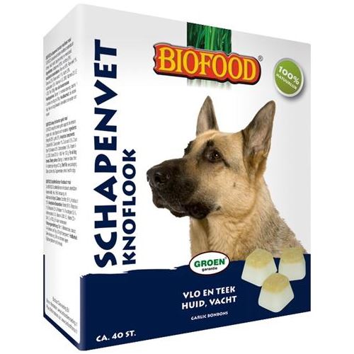 Biofood Schapenvet Maxi Bonbons Knoflook 40 ST HOND BIOFOOD 