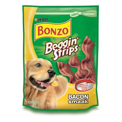 Bonzo Beggin' Strips Bacon 120 GR (6 stuks) HOND BONZO 