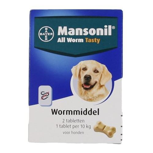 Mansonil Hond All Worm Tasty Tabletten 2 ST HOND MANSONIL 