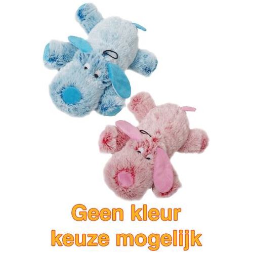 Merkloos Harige Hond Roze/Blauw 35 CM HOND MERKLOOS 