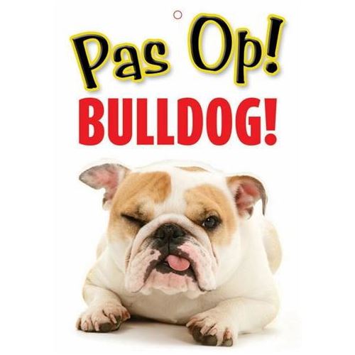 Merkloos Waakbord Nederlands Kunststof Bulldog 21X15 CM HOND MERKLOOS 
