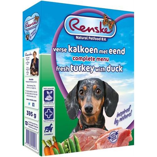 Renske Vers Vlees Kalkoen/Eend 395 GR (10 stuks) HOND RENSKE 